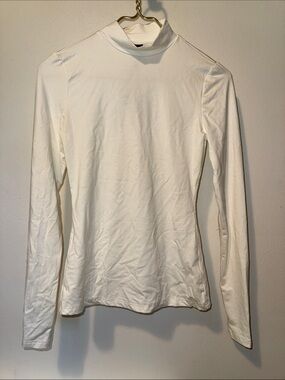 SHEIN White Mock Neck Long Sleeve Slim Fit Top